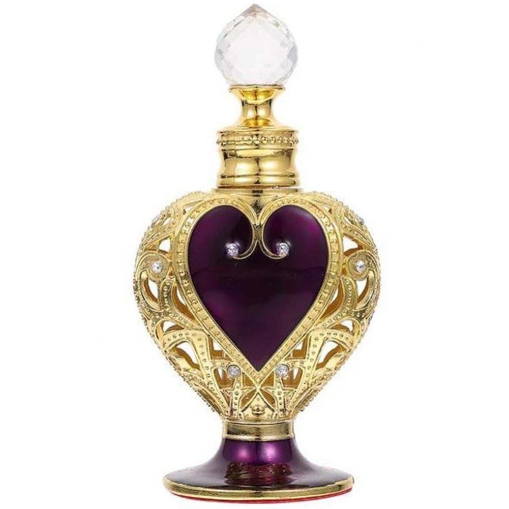 Fituenly Perfume Empty Bottle 12ml Vintage Heart-shaped Essential Oil Bottle Refillable Fragrance Container Decorative Bottle