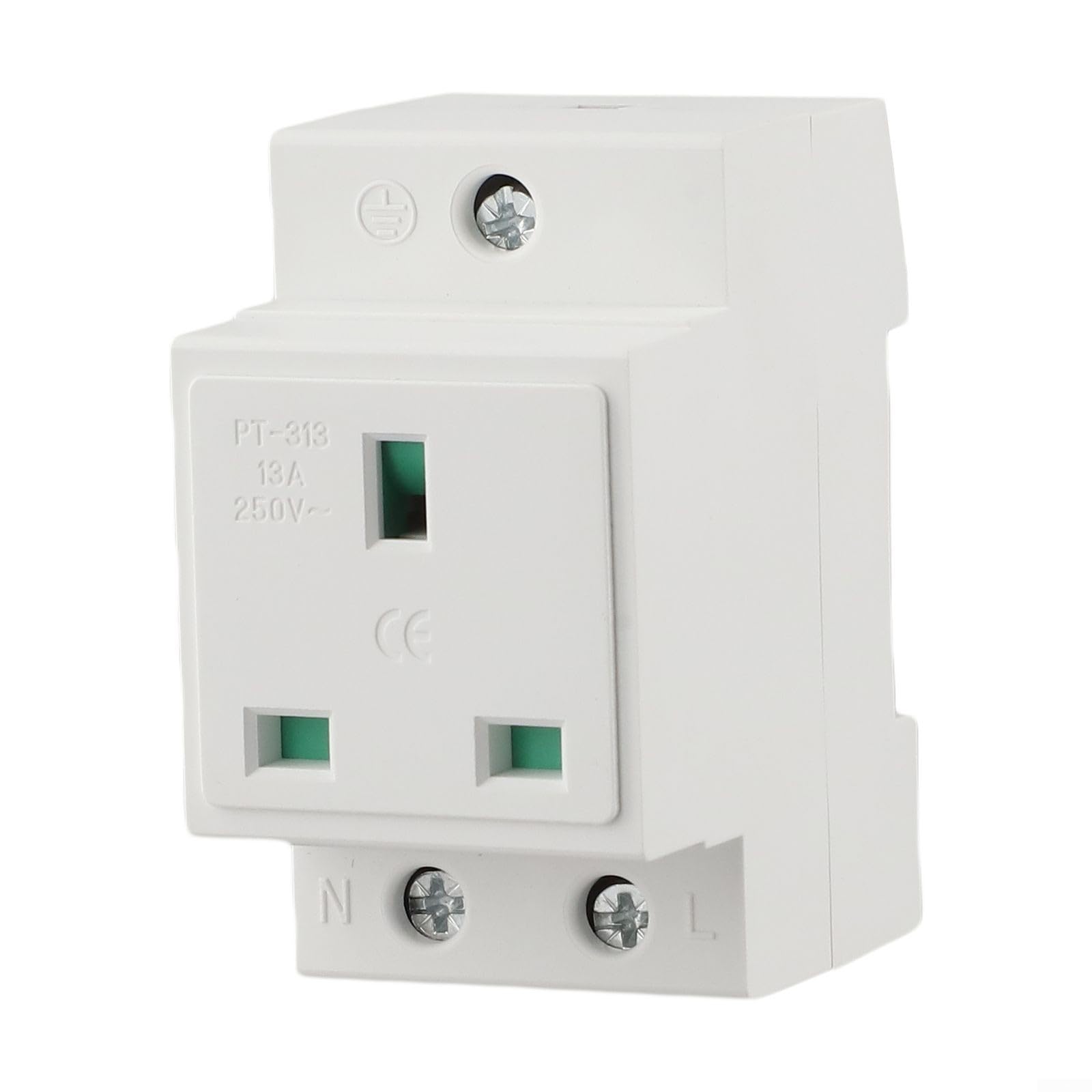 DIN Rail Power Socket, Modular AC Receptacle with Protective For Earthing, Flame Retardant Nylon Outlet for Electrical Distribution Box and Industrial Control Panel(UK)