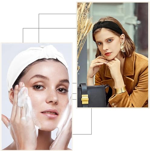 Alice Bands Adult Boho Beauty Wide Top Knot Turban Fabric Hairband No Slip Headwear Elastic Hair Hoops Fashion Hair Accessories for Women and Girls 4Pcs - Image 2