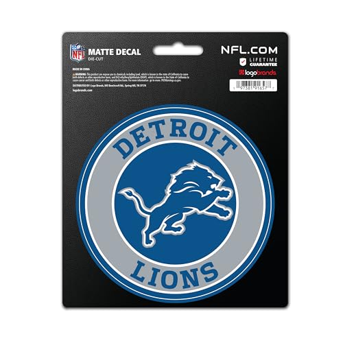 Logo Brands Detroit Lions NFL Team Logo Vinyl StickerOfficially Licensed 4 Inch Heavy Duty Decal for Indoor or OutdoorShow Your Lions Pride