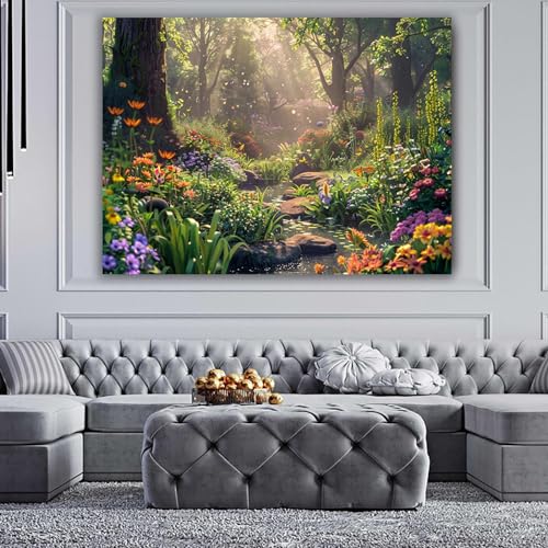 Tableau decoration murale salon paysage forestier toile encadrée - 3