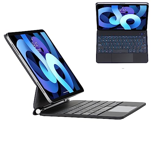 7色バックライト iPad 10 マジックキーボードケース 磁気吸着 タッチパネル搭載 iPad 第10世代 2022 ワイヤレスBluetoothキーボード 磁気フローティングカンチレバー Magic Keyboard対応 磁石 マグネット吸着 英語配列