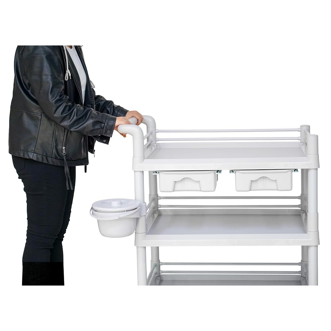 Carrello multiuso con cassetto, carrello portaoggetti a 3 livelli con rotolo, carrello di servizio con contenitore per rifiuti, carrello per attrezzi da laboratorio, carrello medico, carrello