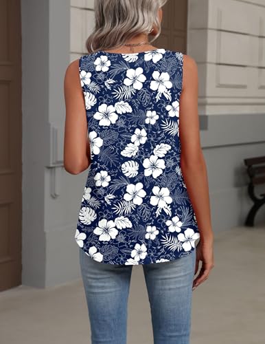 Image of Zeagoo Womens Tank Tops Summer Sleeveless Loose Fit Tops V Neck Pleated Shirts Basic Tees Dressy Casual Trendy Clothes