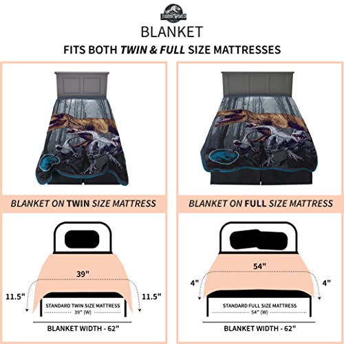 Jurassic World Dominion Blue Velociraptor And Rexy T-Rex Super Soft Plush Micro Raschel Blanket, 62 Inches X 90 Inches, Bedding By Franco Kids #TOP3