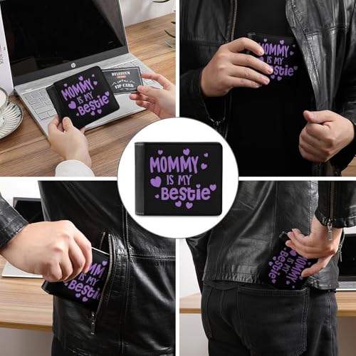 Mommy Is My Bestie Fashion Bifold Wallets for Men Women Slim & Thin Credit Card Holder Wallet Purse3
