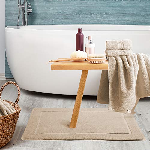 Image of Hearth & Harbor Bath Mat Towels - 100% Ring Spun Cotton Luxury Bath Mat Floor Towels - Ultra Soft & Highly Absorbent Bath Towels Set of 4 - Cream