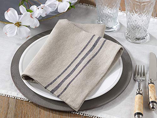 Servilletas de lino natural a rayas SARO LIFESTYLE, cuadradas 20" 4 pzas miniatura 2