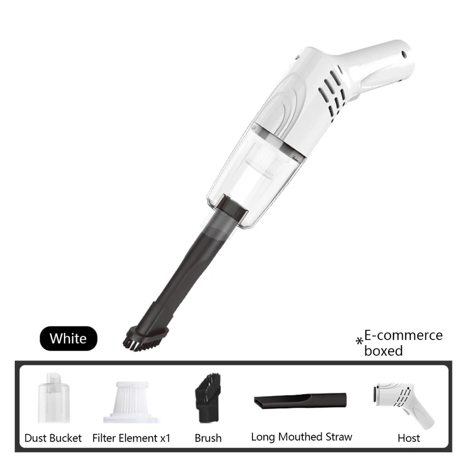 Aspirapolvere portatile senza fili USB ricaricabile palmare raccoglitore di polvere 3000Pa 1200mAh maniglia rotante for peli animali domestici in auto Pulizia Facile Veloce Vari Scenari(White)