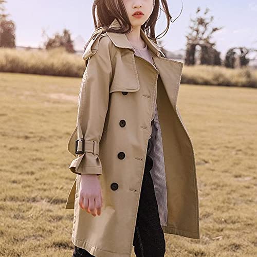 Kids Girls Windbreaker Jacket Double Breasted Jacket Trench Coat Outerwear with Pockets2