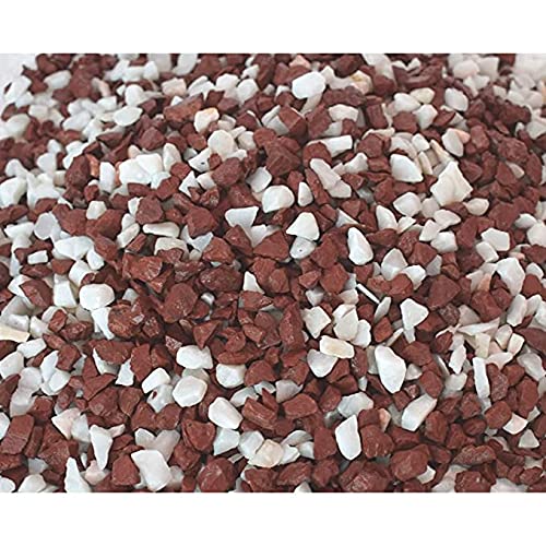 Image of Decorative Stones Marble Chips Pebble Stones for Aquarium Home Garden Indoor & Outdoor Decoration (White & Brown, 3950gm)