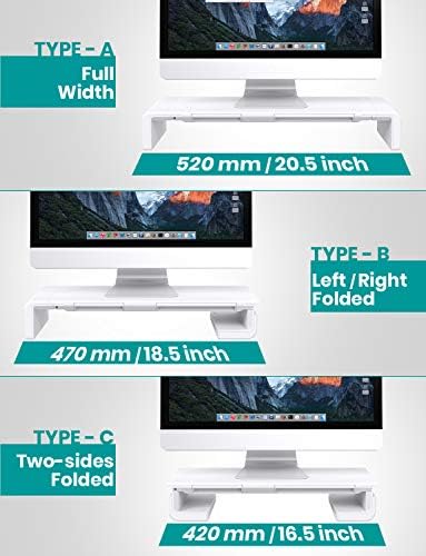 Foldable Monitor Stand Built in Storage Drawer Tablet&Phone Stand Holder,Klearlook Width Adjustable Desktop Monitor Screen Riser,Anti-Slip Monitor Mount for Computer/Printer/Laptops/TV-White