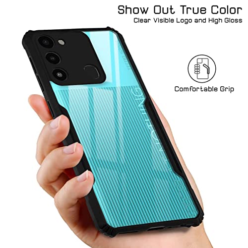 Image of Jkobi Back Cover Case for Tecno Spark Go 2022 (Crystal Glass Back | Camera Protection | Shockproof Bumpers | Professional Black)