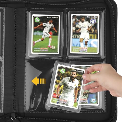 Image of Toploader Binder,Toploader Hard Cases, 4-Pocket Pages Sleeves Hold up 128 Cards.Toploader Card Binder with Sleeves for inch3x4 inch rigid,Card Holder(blue)