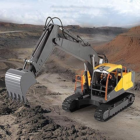Moerc RC Excavator 3-in-1 2.4G Remote Control Excavator Full Functional RC Digger Truck Construction Toy Rechargeable Simulated Excavator Engineering Car for (Size : 2battery packs) Cover