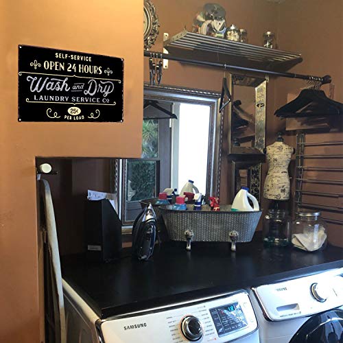 Pxiyou Iron & Fold Tin Sign Bundle Vintage Laundry Room Signs Rustic Wash Room,Bathroom Room Country Home Decor 2Pcs-8X12Inch #TOP3