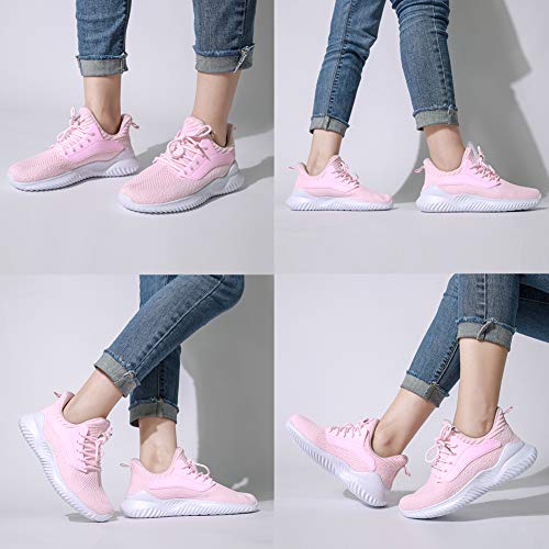 Image of Akk Womens Walking Shoes - Slip On Tennis Running Shoes Memory Foam Lightweight Work Sneakers for Indoor Outdoor Gym