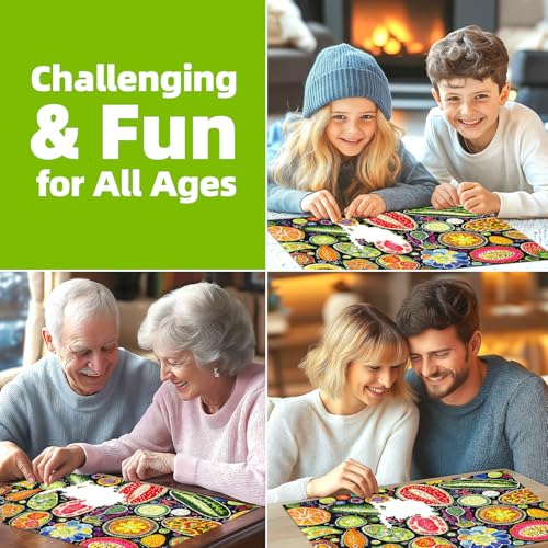 Colorful Fruits and Vegetables Jigsaw Puzzles 500 Pieces for Adults - Vibrant Whimsical Food Collage Art Puzzle with with Letters on Back 500 Piece Challenging Puzzle for Seniors(23''X15'') - image 5