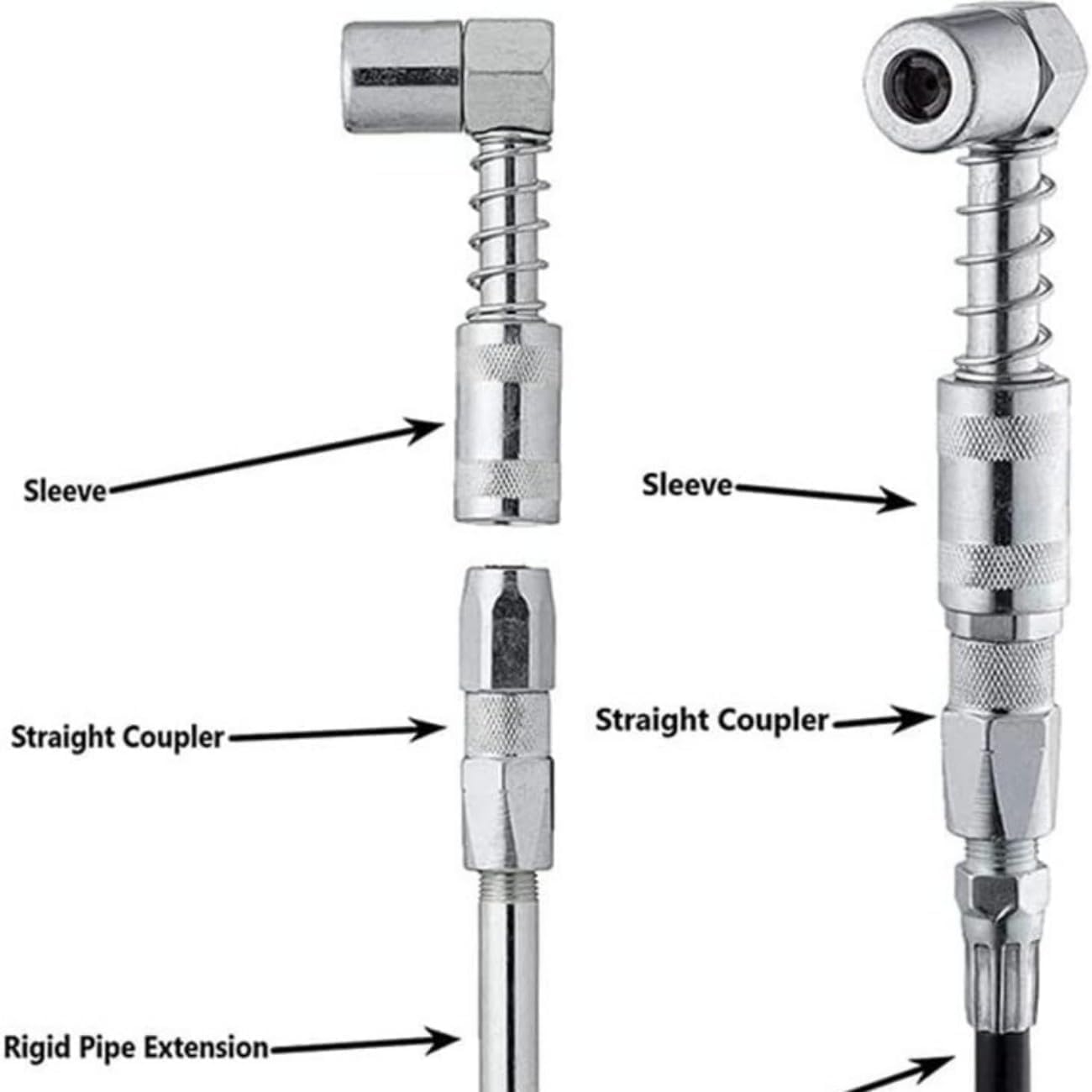Raccord De Graisseur Coudé à 90° Avec Manchon - Adaptateur Pour Pistolet à Graisse - Pour Zones Difficiles D'accès (voiture, Agricole, Industriel)