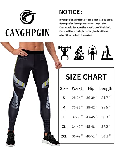 Canghpgin Men's Compression Pants Sports Tights For Men Gym Running Baselayer Cool Dry Workout Athletic Leggings #TOP5