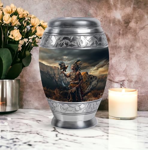 Image of Native American Urn for Ashes - Women's Adult Female Mother Cremation Urn - (10 inch Pack of 1), MON-URN-3862-URN
