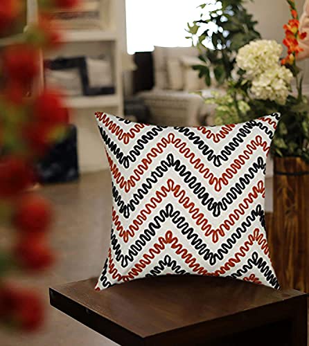 Image of SAJAVAT HOME CV120 Embroidery Cushion Cover (Pack of 1) 18x18 INCHES /45x45 cm Multicolour (Multi, Cotton)
