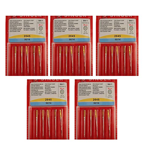 Singer Sewing Machine Needles 2045 Yellow Band Size 14/90 (25 Count)