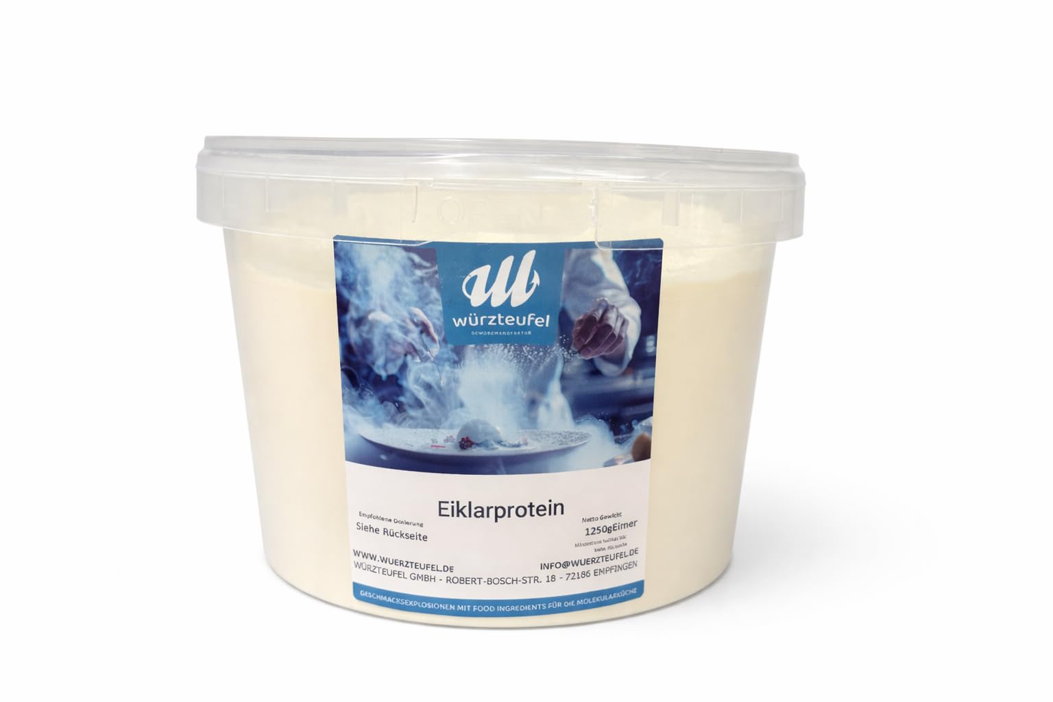 Eiprotein Pulver – 100% reines Hühner-Eiweiß - sprühgetrocknet - aus Bodenhaltung – Eiweißkonzentrat für Backen & Kochen – tierisches Protein – 1,25kg PE-Eimer