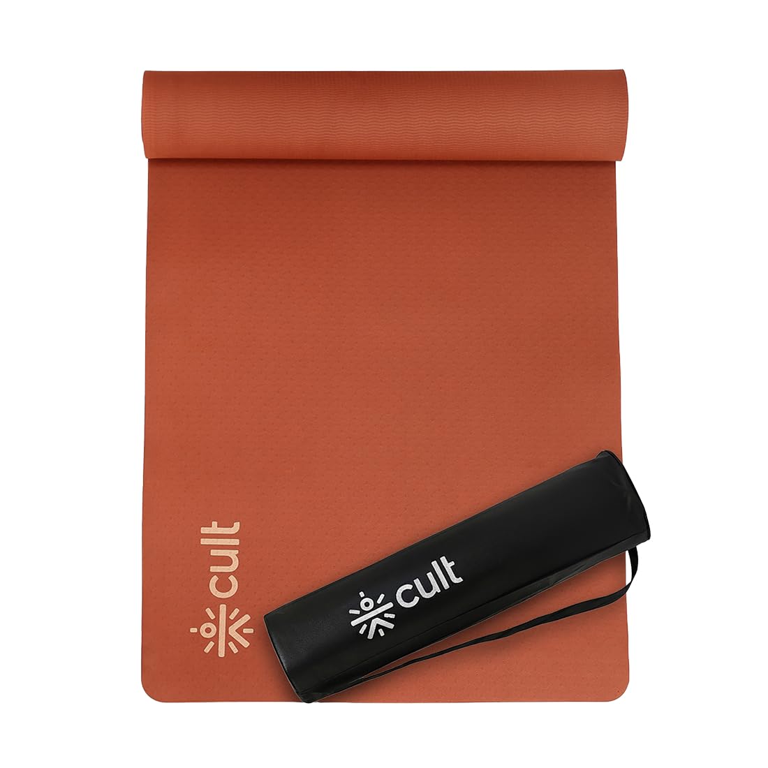 Cult TPE Yoga Mat, Non-Toxic Latex-Free, Anti-Slip, Extra-Thick Cushioning, Tear-Resistant, Travel Strap 6mm Brown