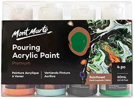 Mont Marte Premium Pouring Acrylic Paint, Celestial, 4pc Set, 60ml Bottles