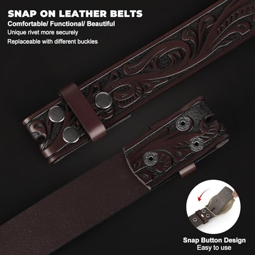 Image of BELTROAD Western Leather Belt Strap for Men Women Cowboy Cowgirl Leather Mens Belts for Jeans Birthday Christmas Belt Gifts