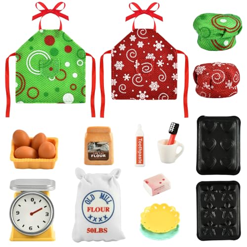 20 Pieces Christmas Elf Doll Accessories, Miniature Kitchen 