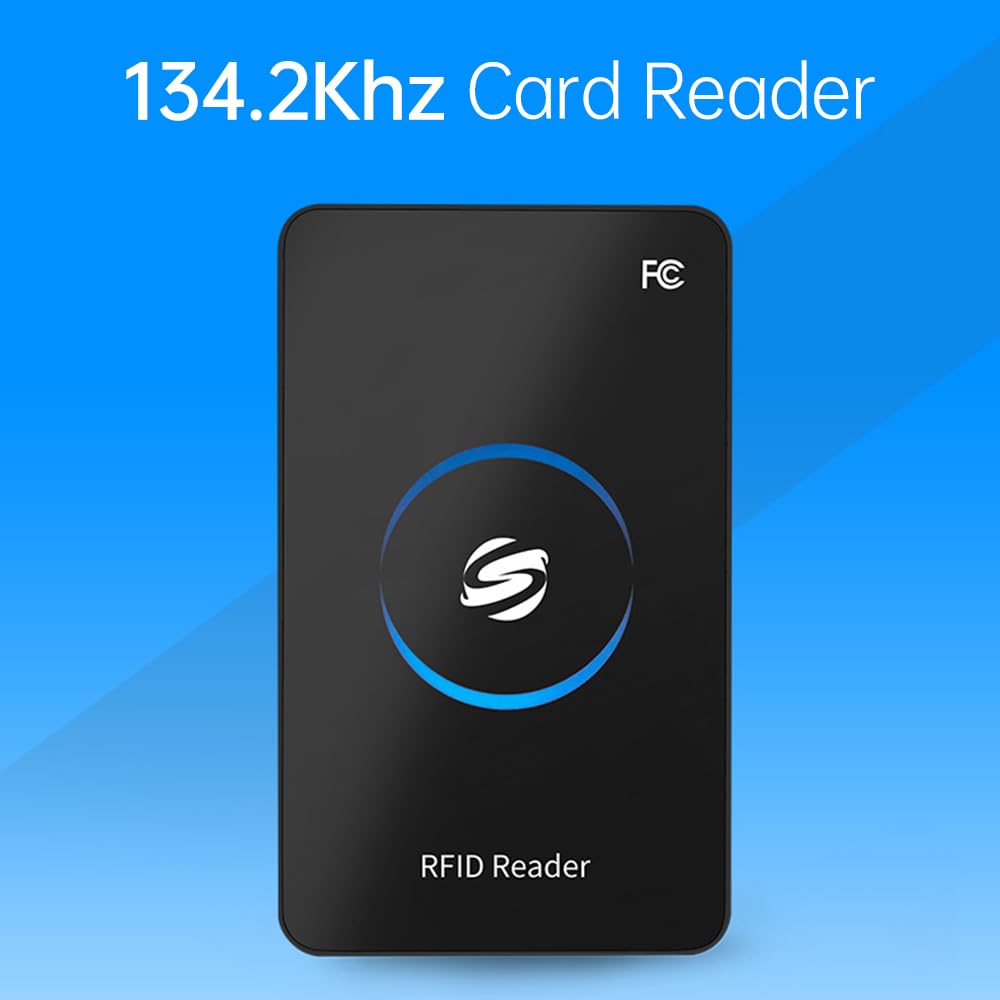 Lector de tarjetas de identificación RFID de 134,2 Khz para tarjetas EMID/FDX-B, puerto USB, adecuado para gestión de animales, gestión de peces, equipo de alimentación automática, color negro