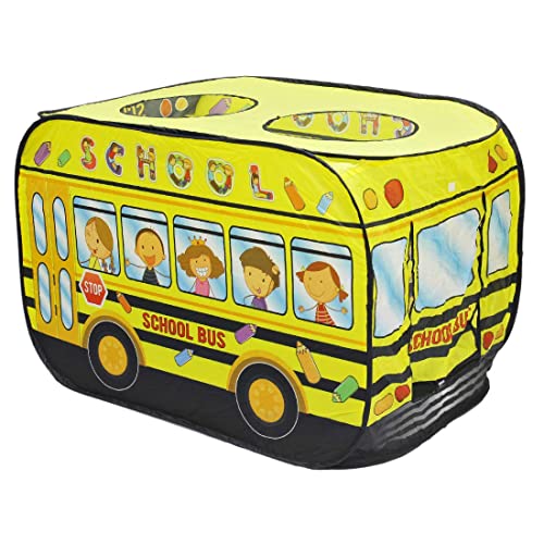 deAO Tente Concept Bus Scolaire - Espace de Jeu intérieur comme extérieur, Tente de Lit, Tente de Rêve – Accessoire Chambre pour Enfant, Pop up Lit pour Fille & Garcon(Jaune)