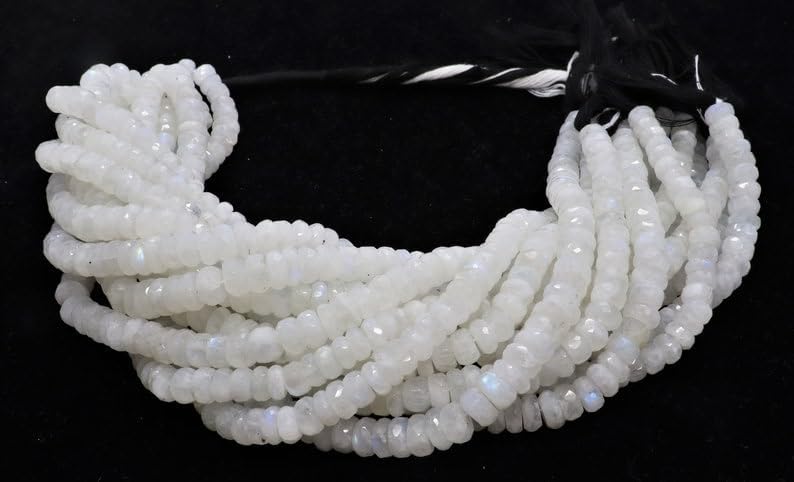 Pierre de lune arc-en-ciel blanche perles rondes facettées 30,5cm