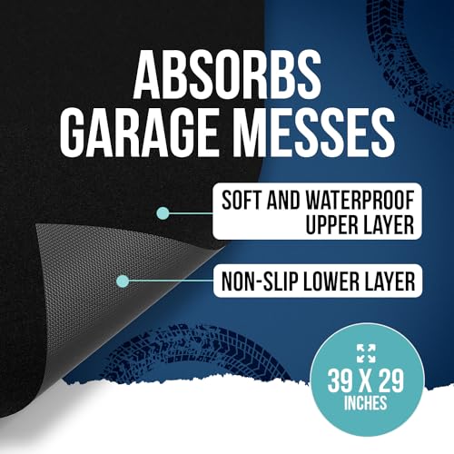 Image of ITSOFT Garage Floor Mat Absorbent Oil Pad Contains Liquid Protects Garage Floor Surface, Reusable, Washable, 38 x 29 Inches