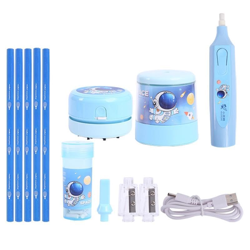 Magicwand Battery Operated Pencil Sharpener,Electric Eraser,Vacuum Cleaner Stationery Set with 10 Eraser Refills for Kids,Adults for Home Office School【Blue】 (B0D98KVT9H) Amazon Price History, Amazon Price Tracker