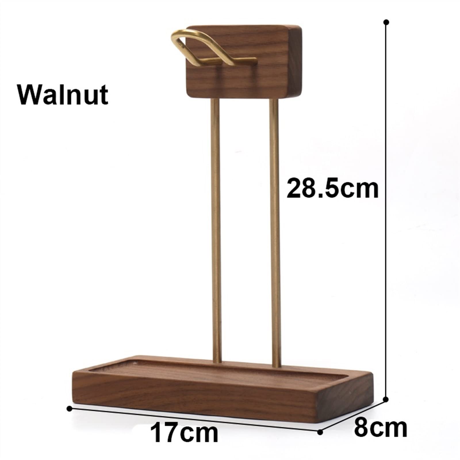 Kopfhörer Ständer/Kopfhörer Halter Holz-Kopfhörerständer, Kopfhörer-Aufhänger-Halter, universeller Kopfhörer-Aufhänger, Desktop-Display-Regal for Gaming-Kopfhörer-Display – Walnuss + Messing Kopfhörer