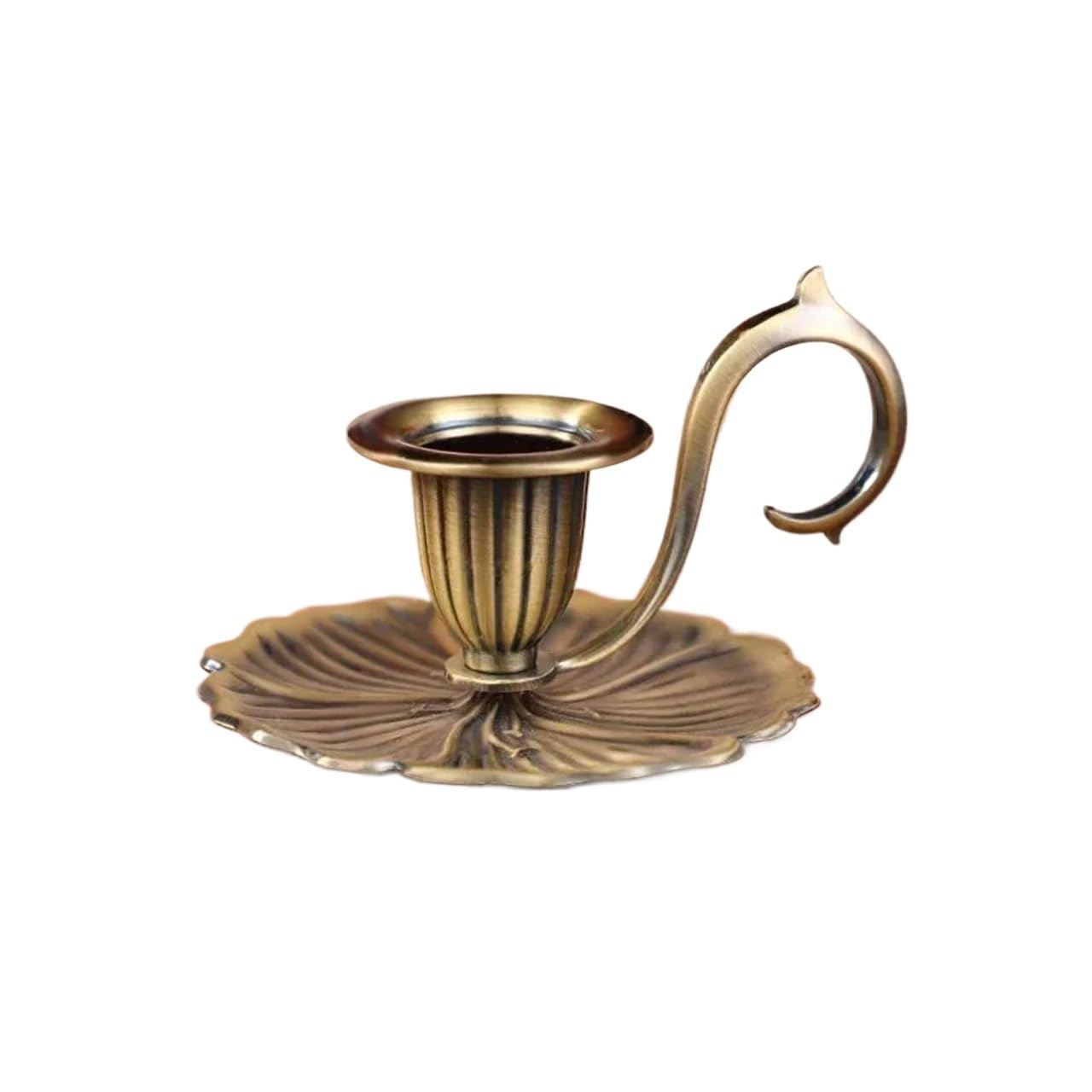 1/2PC Candlestick Valentines Day Handheld Candle Holders Retro Single Head Candlelight Stand Taper Holder(Bronze)