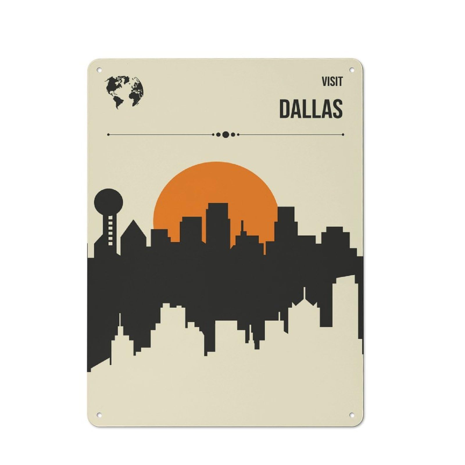 Junmoney Style-10 Visit Dallas Travel Decorative Tin Plaque 40X30cm, Decorative Novelty Wall Art For Hallway, Home Bar, Garage Or Study