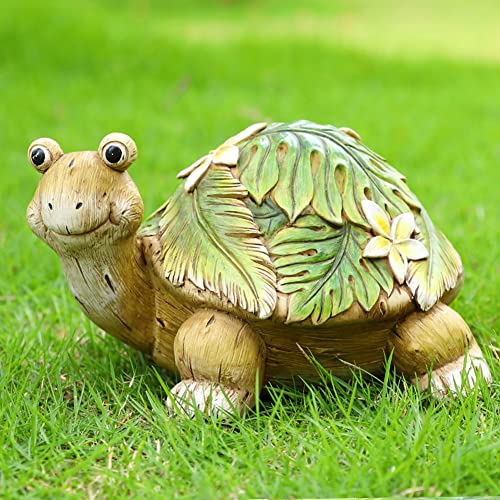 Lin's Wood Statue Tortue de Jardin,Statue Ornement de Jardin,de Jardin en résine résistante aux intempéries pour terrasse, Balcon, Cour, pelouse, Cadeau Unique de Pendaison de crémaillère Cover