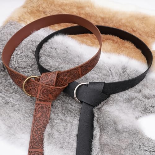 JAOYU Leather O Ring Belt Medieval Viking Belt for Men Women Renaissance Belts Knight Leather Belt Mens Reenactment Accessory4