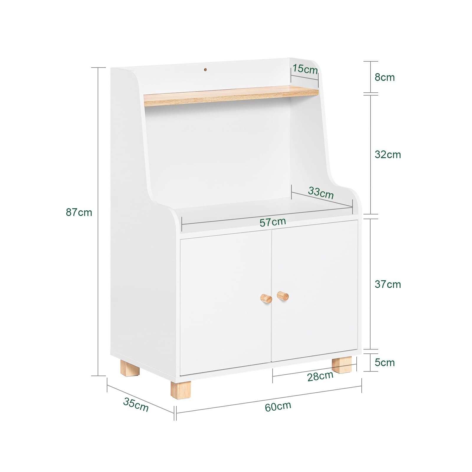 SoBuy Comodino per bambini Scaffale per cameretta per bambini Mobili per cameretta Bianco 60x35x87cm KMB84-W