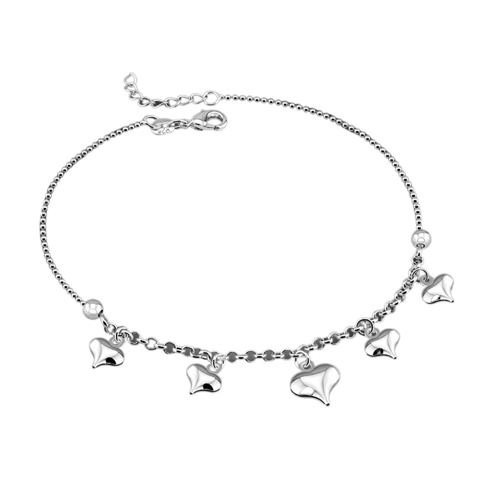 Fußkettchen/Fußkettchen Herz Fußkettchen Sommer Strand Barfuß Sandalen Zubehör Damen 925 Sterling Silber Fußkettchen Armband Fußschmuck Fußkettchen