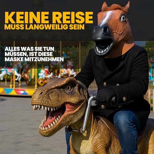 Retoo Pferdemaske für Karneval Maske Latex, Tiermaske Erwachsene, Pferd Kostüm für Weihnachten Party Dekoration, Pferdekopf, Pferde Maske, Tierkopf Halloween, Braun