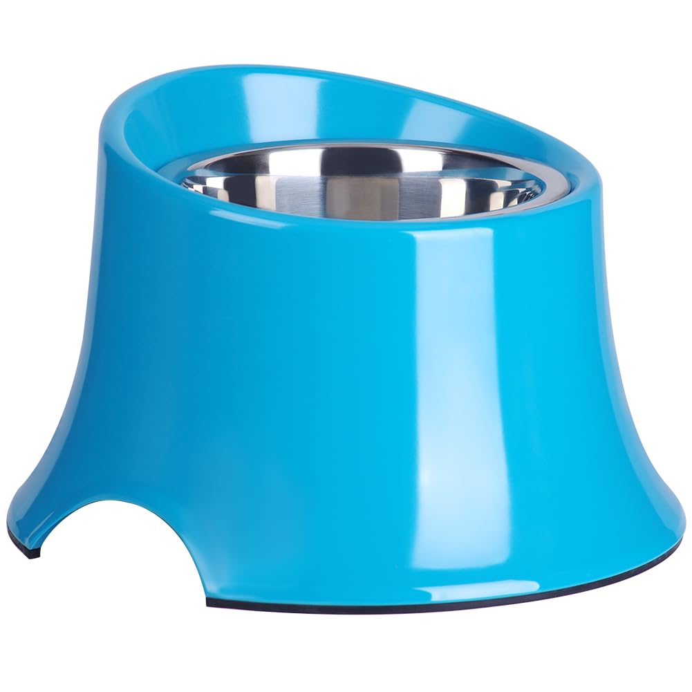 Super Design Comedero elevado para perros para comida y agua, pequeño, color azul