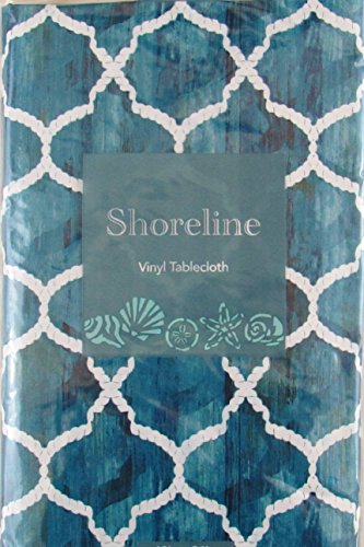 Elrene Nautical Rope Trellis On The Ocean Vinyl Flannel Back Tablecloth (52" X 70" Oblong) #TOP4