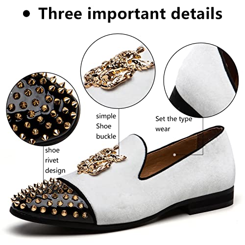 Image of Meijiana Mens Velvet Loafers Dress Shoes with Metal Embellishments Party Luxury Loafer Shoes