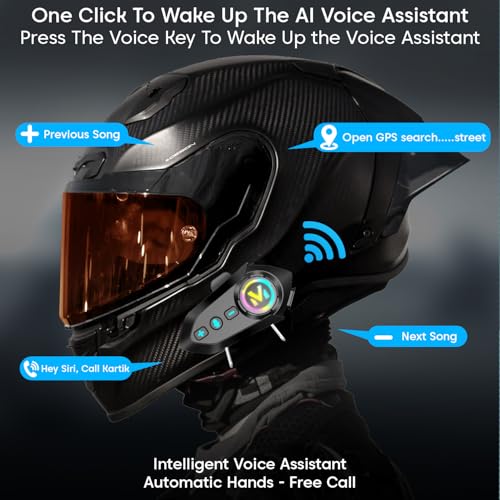 Image of Sounce Y12 Bluetooth Motorcycle Helmet Headset, Wireless Hands-Free HD Calling, HiFi Music & GPS Voice Support, IP67 Waterproof, Compatible with Android & iOS, Fits Most Helmets - Black