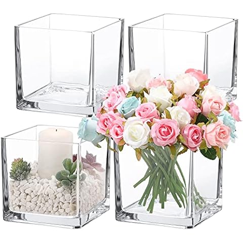 4 Pieces Cube Glass Vase Cover